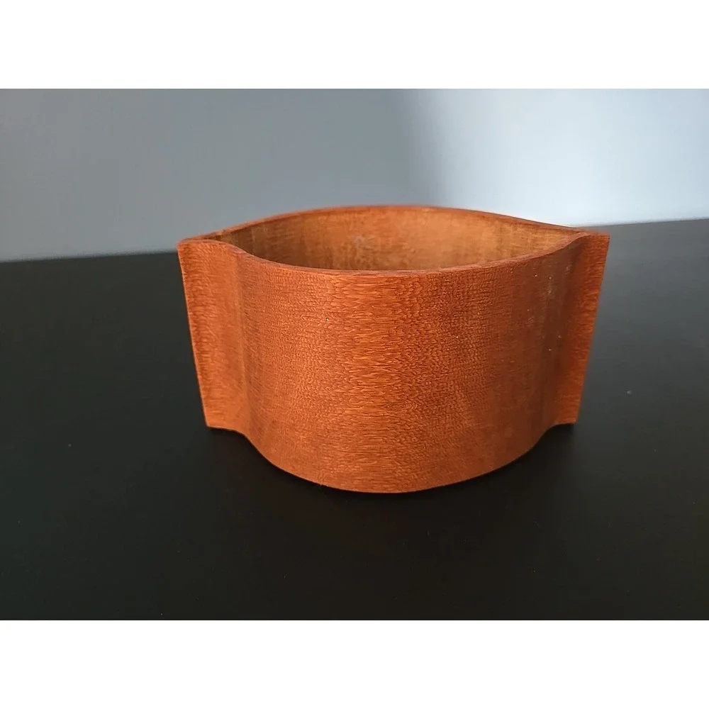 Handcrafted Leaf Shape Exotic Hardwood Box Heavy Carved Wooden‎ Trinket Jewelry